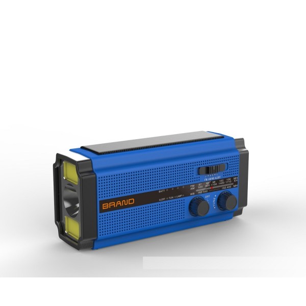 Radio Multi-Band bærbar radio Solar håndsveiv laderadio for mobiltelefon (blå)