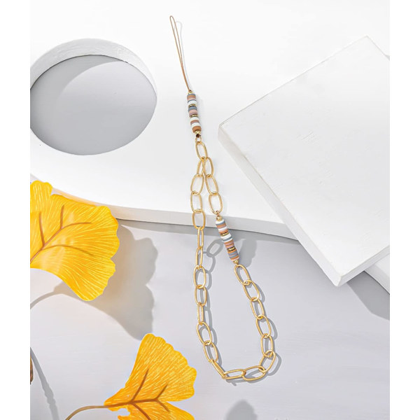 Mobiltelefon Lanyard, Telefon Lanyard, Telefon Smykker, Kort Metal Mobiltelefon Kæde Anti-tabt Mobiltelefon Reb (Metal Splicing Farve Perler)