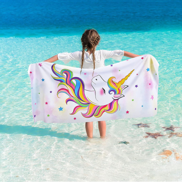 Unicorn Beach Handduk - 70 x 150 cm Rosa Polyester Camping Handdukar fo