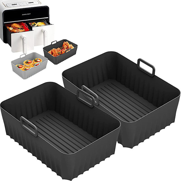 2-pack Tillbehör för Air Fryer (21,5 x 14,5 x 7 cm), Air Fryer Form för Ninja Foodi AF400EU AF300EU 9,5L, Silikon Airfryer Grytform för Instant Pot Ult