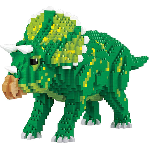Miniature Building Block Dinosaur Set, DIY Mini 3D Construction Toy Building Blocks, 1737 Pieces KLJM-06 (Triceratops)