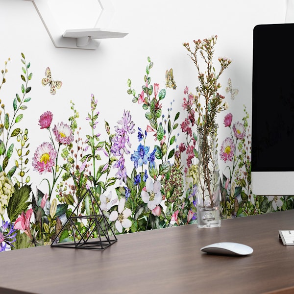 Blommor Väggdekal Avtagbar Skala och Klistra Väggdekor för Flickors Sovrum Vardagsrum