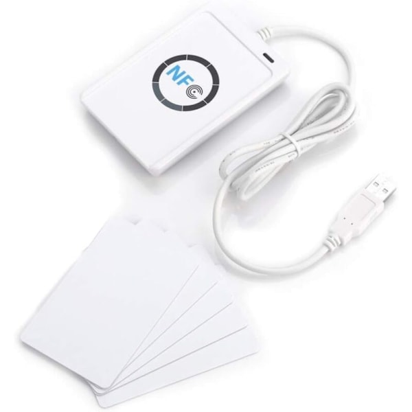 NFC RFID-läsare, ACR122U Kortläsare Smart NFC RFID-chipkortläsare ISO 14443A/B RFID-läsare med gratis programvara i vitt