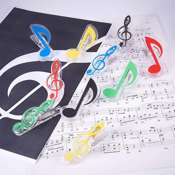 10 stk. Musik symbol binder clips, noder til noder, til papirark, dokumenter, fotos, noter - Kontorartikler, diskantnøgle og ottendedelsnote, 5\"