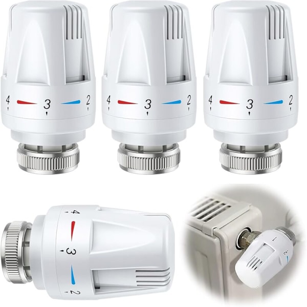 Parti med 4 termostathoder m30 x 1.5TRV for termostatisk varmesystem for hus og kontor