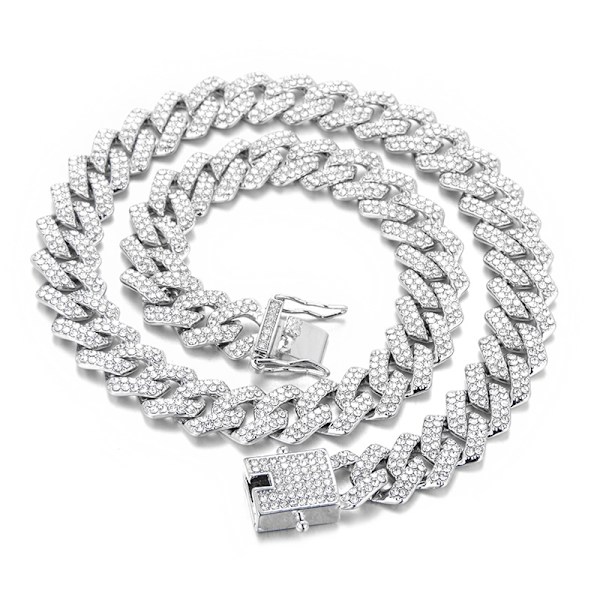 Herre Cubansk Led Kæde Iced Out Miami Cubansk Led Halskæde Guld Sølvbelagt Halskæder Diamant Kæde Bling Bling Hip Hop Smykker Sølv