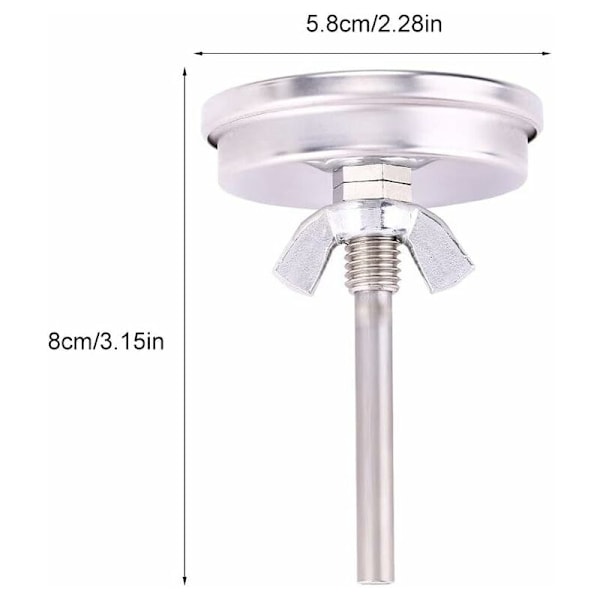 1 stk. steketermometer i rustfritt stål, matlagingstermometer og kjøkken, pizzaovnstermometer, grilltermometer for BBQ, grill, pizzaovner, me