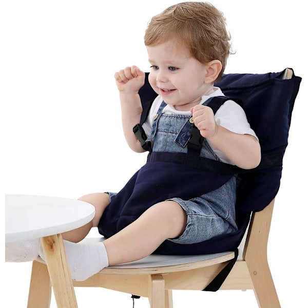 (Mörkblå)Easy Seat Bärbar Resestol 70*40*50cm- Barnstol, Sitsöverdrag för Barnstol - Justerbar, Säker, Tvättbar -