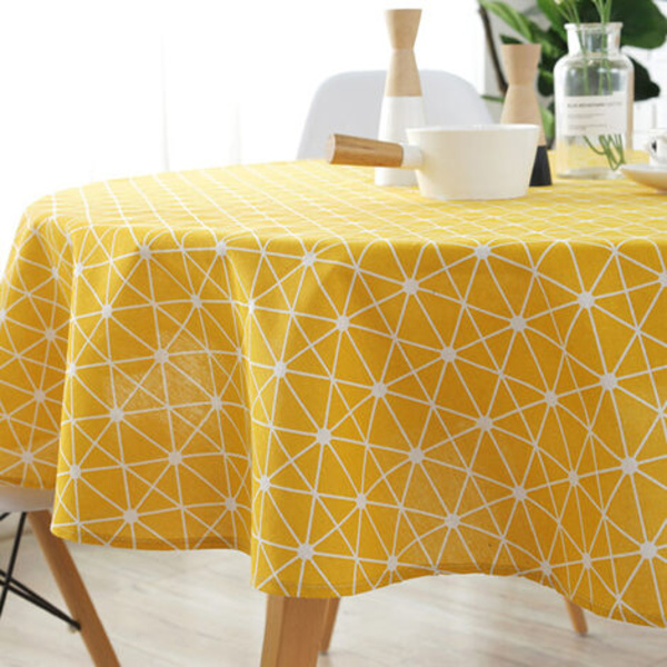 Nordisk rund dug i polyester bomuld, gul ris rund vikling 120cm - gul ris rund vikling 120cm