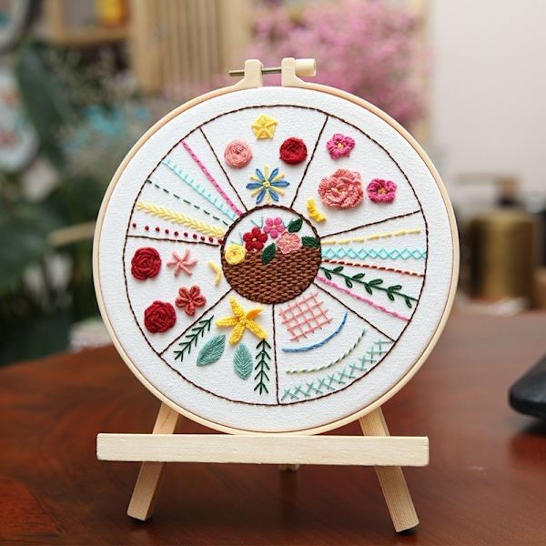 Broderisömnadssats för övning, broderimönster för nybörjare, broderisats för handbroderi för vuxna och barn (djur)