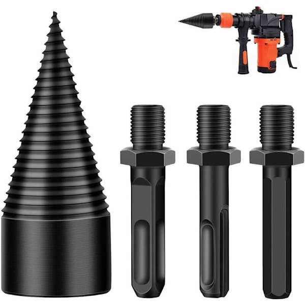 Log Splitter Træ Splitter, Heavy Duty Bore Cone Skrue Brandleder Splitter Cone Skruetrækker Brænde Træskæringsværktøj med Hex Skaft, Kvadrat S