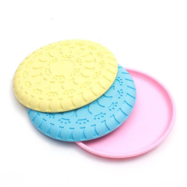 Koira Frisbee - Sininen 22.8cm, Pehmeä Kumikoira Frisbee, Interaktiivinen Koiran Pureskelu- ja Hampaidenpuhdistuslelut