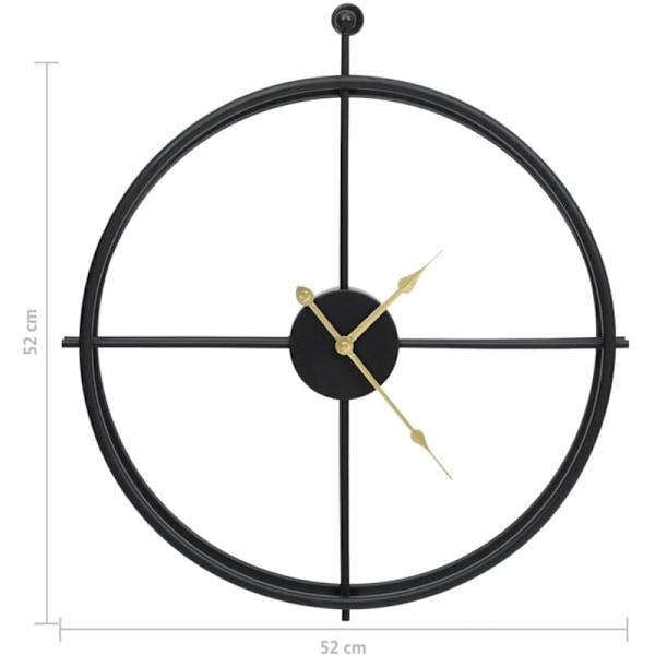 Svart väggklocka 52 cm järn