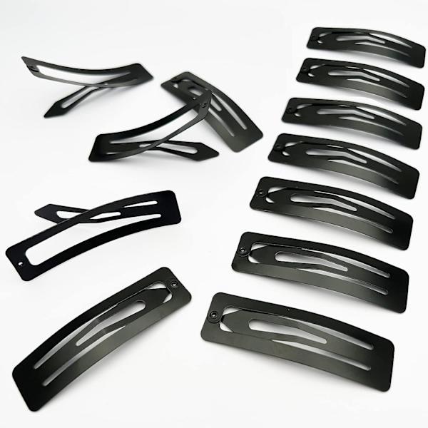 24 stk 7 cm metallspenner for hår, store rektangulære hårspenner, sklisikre spenner for hårstyling, hårtilbehør for kvinner og jenter, svart