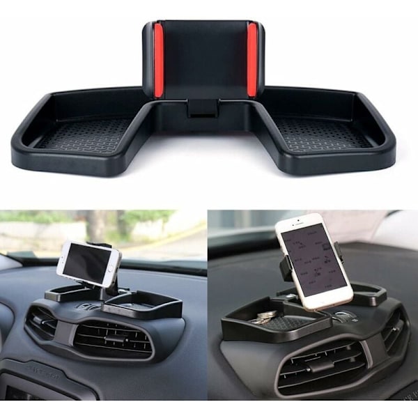 Svart holder for mobiltelefon og GPS - for dashbord