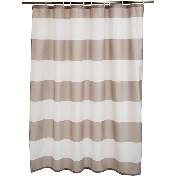 Trykt stof bruseforhæng 180 x 180 cm Taupe striber