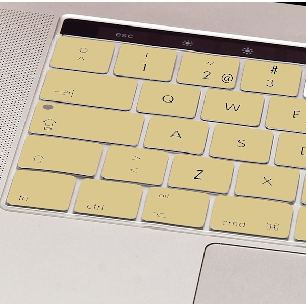 Guld - MyGadget tangentbordsskydd för Apple MacBook Pro 13\" och 15\" Touch Bar - Flexibelt silikontangentskydd - ultratunt underlägg.