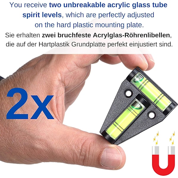 Magnetisk T-formad vattenpass, 2-pack litet smidigt husbilsvattenpass med magnet, husbilsvattenpass, husvagnsutjämningsramp, bilcampingtillbehör