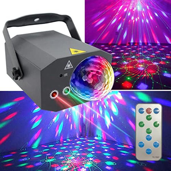 Scenljus för fester med ljudaktiverad discokula, karnevalsljus med fjärrkontroll, 3 LED-bakgrundsbelysning, stroboskopblixtläge, projektorbelysning
