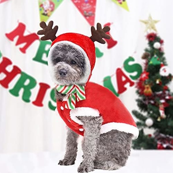 Julekostumer til kæledyr, julekostume til katte og hunde, julekostume til elg, julekostume til hunde med hat til små og mellemstore hunde og katte (M)(M)