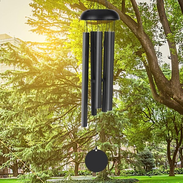 Sort - 1 EXPLOY NÅR CARILLON, 80cm minde-vindspil, stor mørk tone, 5 rør