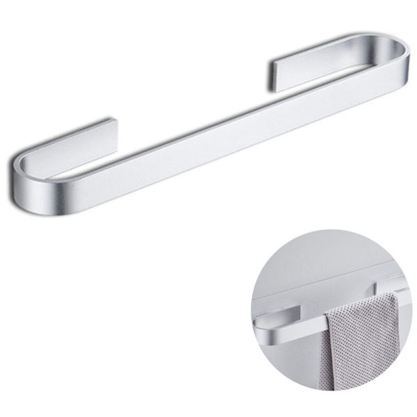 Håndklædeholder Håndklædeholder Badehåndklædeholder uden boring 40/50 cm til bad, badeværelse, køkken Nem montering（Uden håndklæder） ---------- lys sølv --