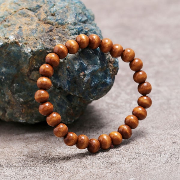 (Marron) Enkelt træperle armbånd med enkelt spænde, vintage design, jule-, ferie- eller fødselsdagsgave, håndlavet perlearmbånd