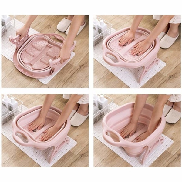Fotbadkar Stor fotspa-hink och massageapparat Plastfotbassäng för blötläggning av fötter, tånaglar och fotleder, rosa