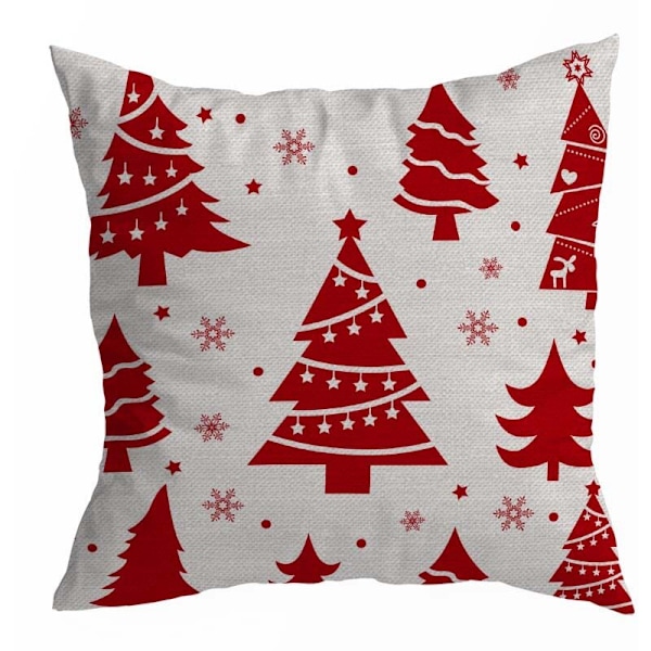 Set med 4 dekorativa kuddfodral Merry Christmas Sammet örngott för julhelger Röda träd snö snötäcken utomhus soffa och skydd