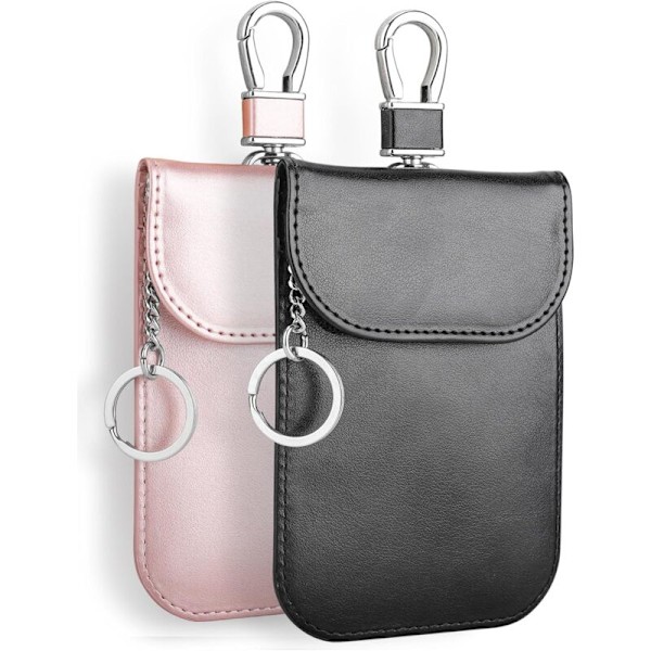 2 stk. Etui anti rfid, anti rfid bilnøgle, signalblokering, lommer RFID signalblokering til bilnøgle, pink sort