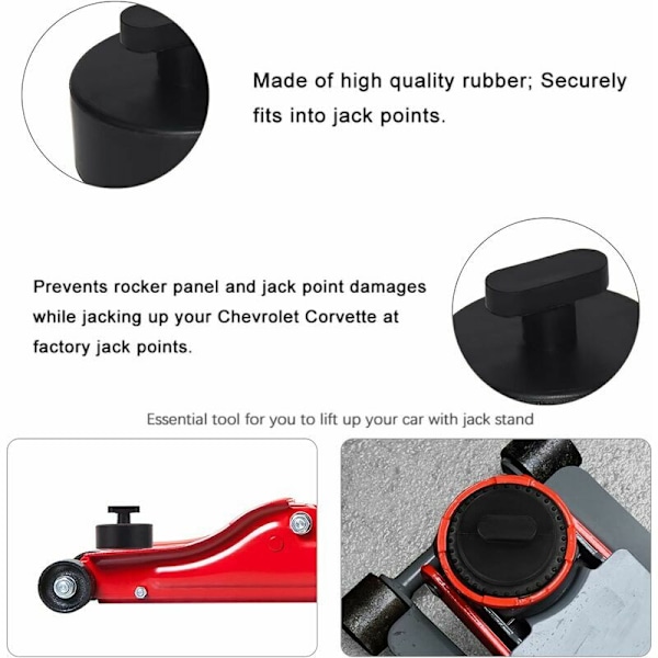 Domkraftsplatta adapter i gummi block domkraft hydraulisk buffert för Chevrolet Corvette, skyddar tröskeln vid lyft av bilen