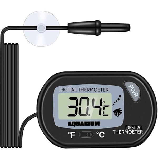Akvariumtermometer - LCD Digitalt Akvariumtermometer med Sugekopp og Immersion Probe for Akvarium, Terrarium