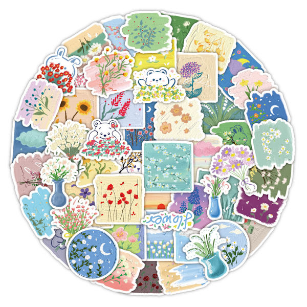 60 Gentle Breeze Floral Stickers, Laptop Stickers, Vinyl Stickers för Bil, Bagage, Skateboard och Motorcykel, Stickers för Tonåringar och Vuxna