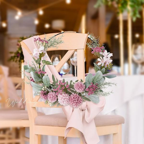 Kunstig blomsterkrans, dørblomsterkrans, veggdekorasjonsblomsterkrans for bryllup, fest, hjemmedekor