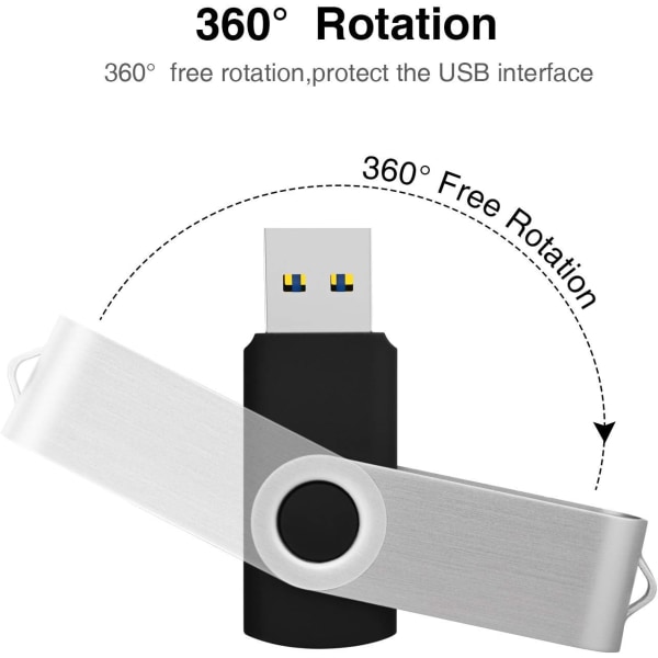 Flash-stasjon 64 GB (svart) 3.0 USB-stasjon Photo Stick Thumb Drive US