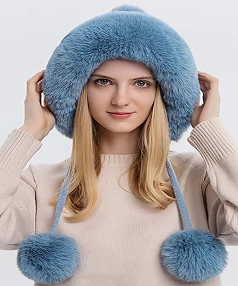 Dame Vinterhatte Varm Hætte Vinter Balaclava Pullover Strikket Hat Vinter Balaclava Pullover Strikket Hat(blå)