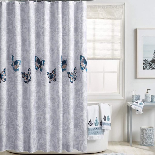 Bruseforhæng, Antimug, Vandafvisende, Vaskbart Antibakterielt Polyester Bruseforhæng Badeforhæng (Sommerfugl, 180 * 180 cm)