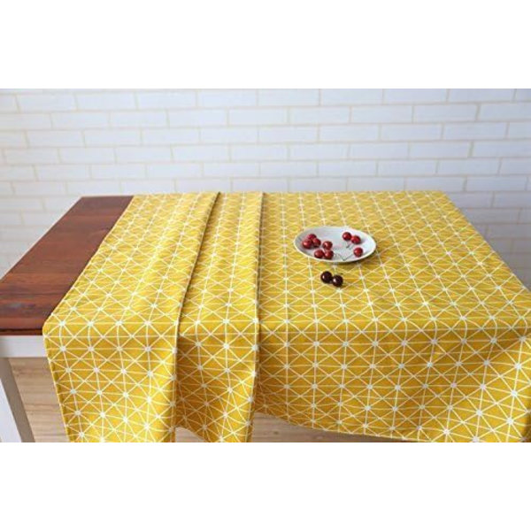 Suorakulmainen pöytäliina Puuvilla ja pellavapöytäliinat Twill-pöytäliina Yksinkertainen tyyli Lämmön- ja kosteudenkestävyys（Keltainen,120×160cm）