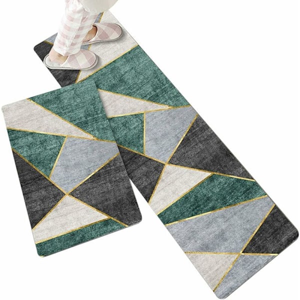 Halkfria köksmattor för diskbänk, geometriskt mönster, set med 2 absorberande golvmattor för kök, mjuk gångmatta 40 60+40 120cm (stil 3)