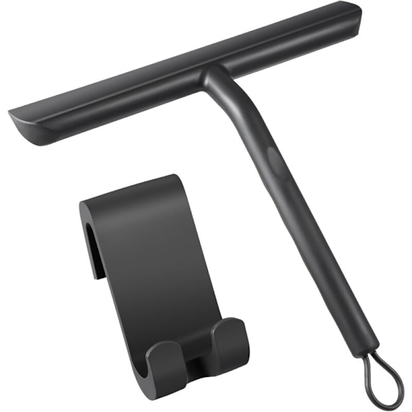 21 cm sort raclette, brusebadrengøring uden striber til glasdør, badeværelsesraclette med silikoneholder til bilglas, spejl osv.