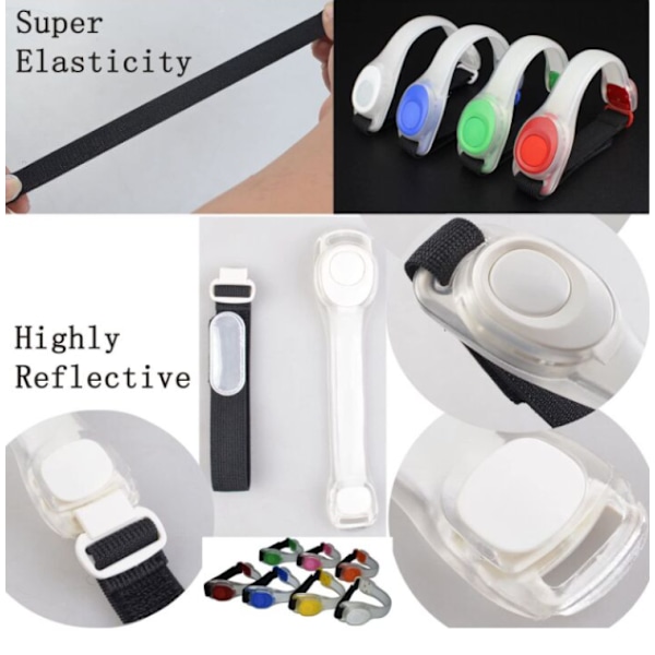4 stk. Grøn Luminescerende LED Ride Silikon BH Natløb Flash Natkørsel Fluorescerende Rør Sele
