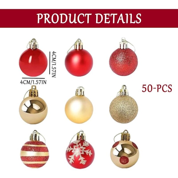 50 st Plast Julkulor 4cm Julkulor Dekoration Julkulor Julgransprydnader Plastkulor Julgranskulehängen Färg