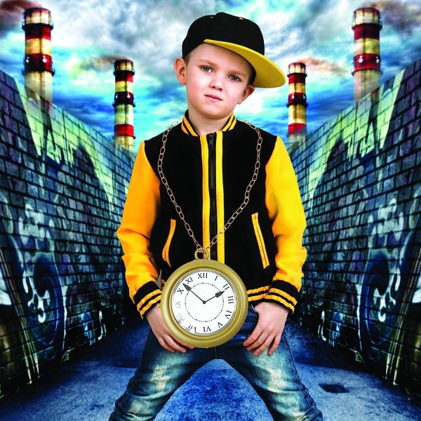 Jumbo Gold Clock Halskæde - Hvid Kanin Ur, Hip Hop Rapper Ur - 1 stk.