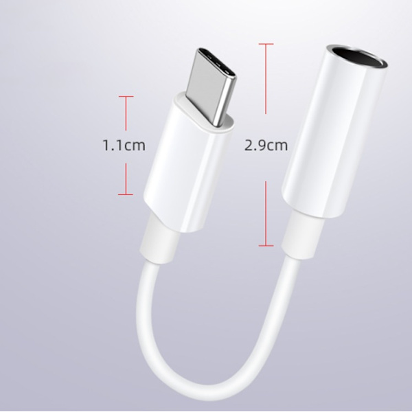 Headset-adapter - USB Type C til 3,5 mm jack - AUX-lydkontakt - til Huawei P20, P20 Pro, P30, P30 Pro, Xiaomi 6/8, Mix 2/3, OnePlus6T, etc.