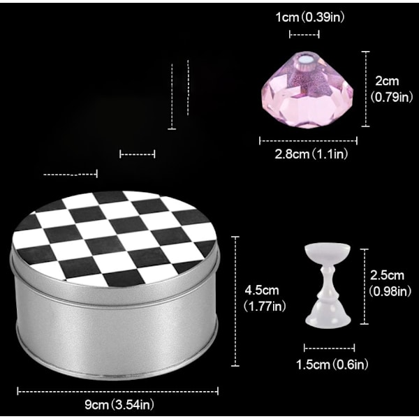 Magnetisk stativ för falska naglar med återanvändbar självhäftande kittlera vit schackbräda magnetisk nagelkonst spets kristallstativ set magnetisk nagelkonst