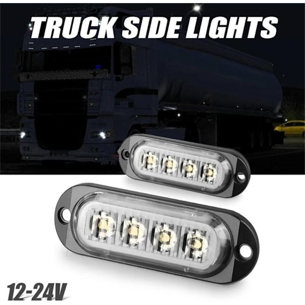 10X LED Sidemarkeringslys 12/24V LED Positionslys Trailer Sidelygte Advarselslys til Lastbil RV Campingvogn (Hvid)