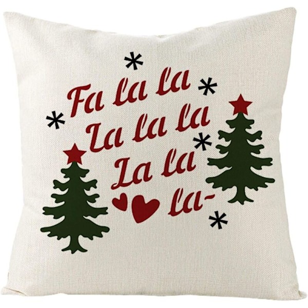 Tryckt kudde ccykxahous, Julkuddfodral 45x45cm vit röd grön kudde överdrag Snöflinga dekoration två julgranar, linne