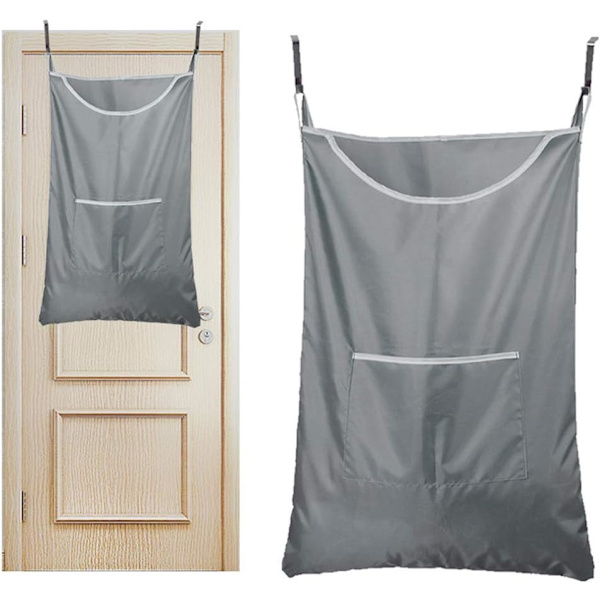 Hängande tvättkorg - Smutsig tvättväska, Oxford tygkrokar, Klädförvaring, för sovrum, badrum (76 x 51 x 5 cm)