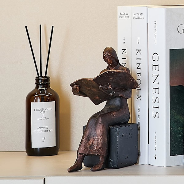 Hemdekor Läsande Staty, Tänkare Staty Staty Vardagsrum Kontor Bibliotek Skåp Dekoration (W Brons)