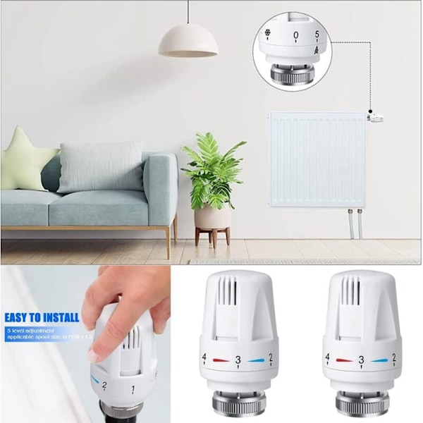 Termostat huvud Termostat 4 stycken M 30 x 1,5 Ersättningshuvud för radiatorventil med frostskyddsinställning
